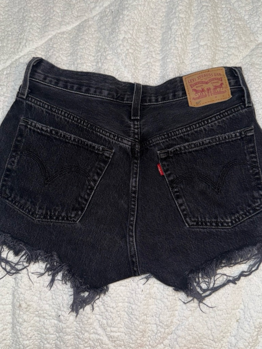 Levi's Black Frayed Denim Cutoff Shorts